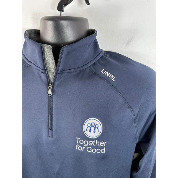 UNRL Interlock 1/4 Zip Performance Pullover Navy Blue Mens Small Chest Logo NEW - Picture 10 of 11